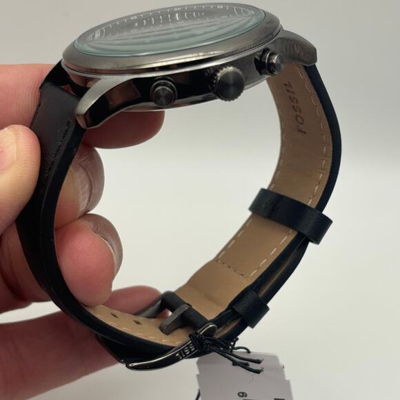 Fossil Bennett BQM7089 Mens 45mm Black Dial Black Leather Multifunction Quartz - Picture 5 of 17